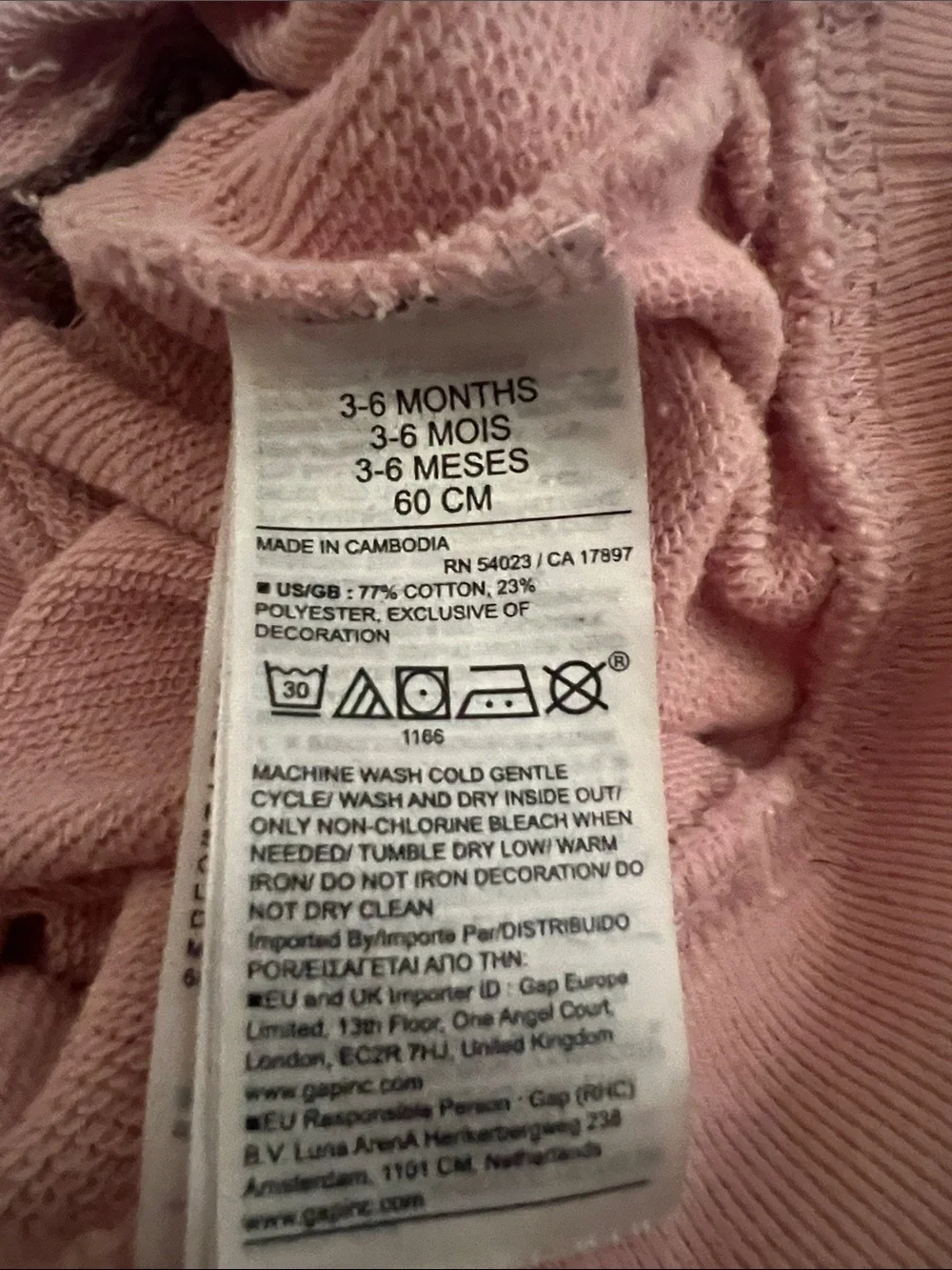 GAP Pink Kids Sweatshirt with 'G' Patch and Teddy Detail